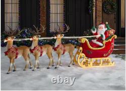 Giant 9-Foot Pre-Lit LED Santa's Sleigh and Reindeer Set