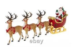 Giant 9-Foot Pre-Lit LED Santa's Sleigh and Reindeer Set