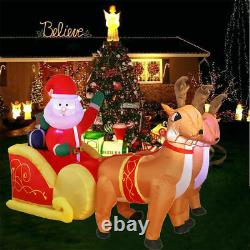 Giant Christmas Inflatable Santa Dual Reindeer Sleigh Blowup Outdoor Yard Decor