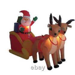 Giant Christmas Inflatable Santa Dual Reindeer Sleigh Blowup Outdoor Yard Decor