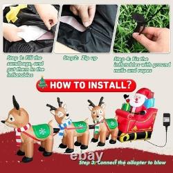 Giant Inflatable Santa Sleigh With Reindeer Christmas Decoration LED Lights New