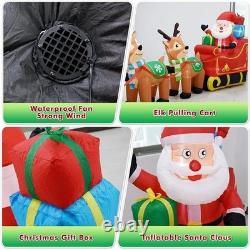 Giant Inflatable Santa Sleigh With Reindeer Christmas Decoration LED Lights New