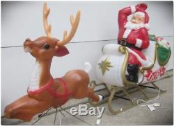 Giant Outdoor Santa Sleigh Reindeer 72 Christmas Blow Mold Set Yard Decoration