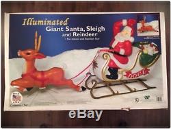 Giant Outdoor Santa Sleigh Reindeer 72 Christmas Blow Mold Set Yard Decoration