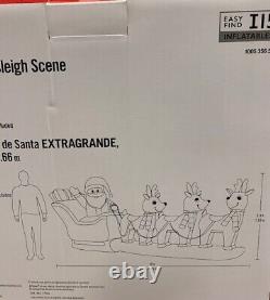 Giant Santa & Reindeer Sleigh Scene Christmas LED Airblown Yard Inflatable 12