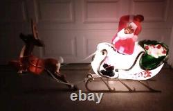 Giant Santa & Sleigh With 1 Reindeer Blowmold Generel Foam Products Vintage USA
