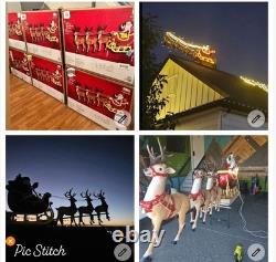 Giant-Sized LED Santa's Sleigh with Reindeer blowmolds