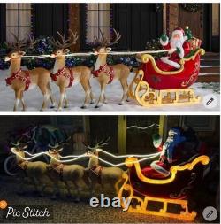 Giant-Sized LED Santa's Sleigh with Reindeer blowmolds