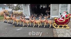 Giant-Sized LED Santa's Sleigh with Reindeer blowmolds 9 reindeers 3 sleigh