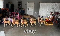 Giant-Sized LED Santa's Sleigh with Reindeer blowmolds 9 reindeers 3 sleigh