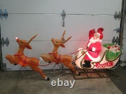 Giant Vintage Outdoor Illuminated Santa, Sleigh and Reindeer