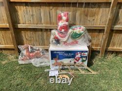 Giant santa & sleigh & 1 reindeer blowmold Generel foam In Box Christmas READ