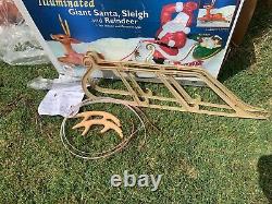 Giant santa & sleigh & 1 reindeer blowmold Generel foam In Box Christmas READ