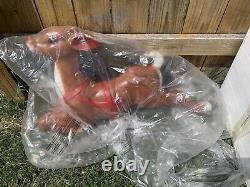 Giant santa & sleigh & 1 reindeer blowmold Generel foam In Box Christmas READ