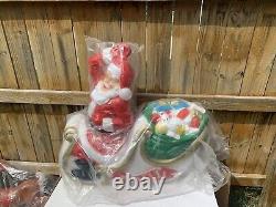 Giant santa & sleigh & 1 reindeer blowmold Generel foam In Box Christmas READ