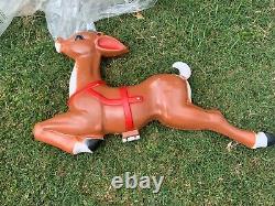 Giant santa & sleigh & 1 reindeer blowmold Generel foam In Box Christmas READ