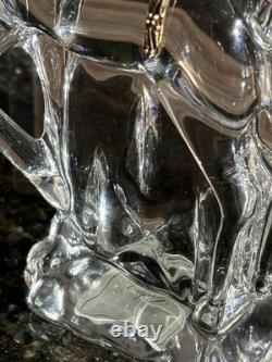 Gorham Crystal 2 Reindeer & Sleigh Gold Candleholder Christmas Centerpiece Candy