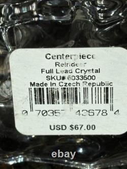 Gorham Crystal 2 Reindeer & Sleigh Gold Candleholder Christmas Centerpiece Candy