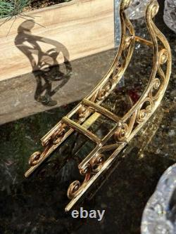 Gorham Crystal 2 Reindeer & Sleigh Gold Candleholder Christmas Centerpiece Candy