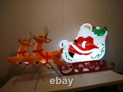 Grand Venture 1999 Santa-N-Sleigh Rudolph and 1 Reindeer Blow Mold lights