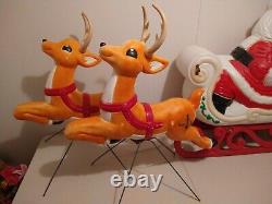 Grand Venture 1999 Santa-N-Sleigh Rudolph and 1 Reindeer Blow Mold lights