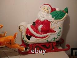 Grand Venture 1999 Santa-N-Sleigh Rudolph and 1 Reindeer Blow Mold lights