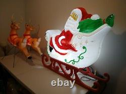 Grand Venture 1999 Santa-N-Sleigh Rudolph and 1 Reindeer Blow Mold lights
