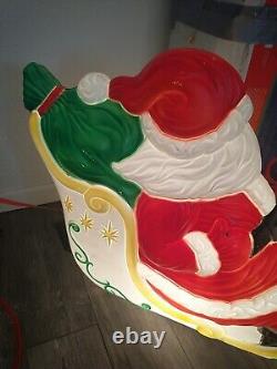 Grand Venture 68 Santa Sleigh & Reindeer Lighted Christmas Blow Mold withBox