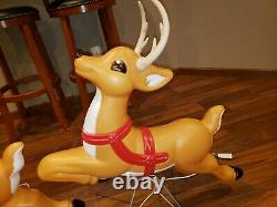 Grand Venture Reindeer Blow Molds Christmas Decorations Vintage for Santa Sleigh