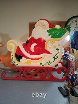 Grand Venture Santa And Sleigh With Reindeer Blow Mold Lights
