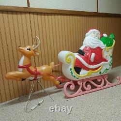 Grand Venture Santa Claus Sleigh 1 Reindeer Christmas Blow Mold Yard Decor Light
