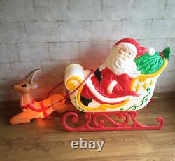 Grand Venture Santa Claus Sleigh Reindeer Christmas Outdoor Blow Mold Lighted