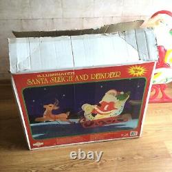 Grand Venture Santa Claus Sleigh Reindeer Christmas Outdoor Blow Mold Lighted