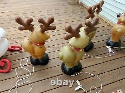 Grand Venture Santa Sleigh & 4 Reindeers Blow Molds Christmas Outside Decor