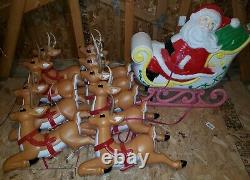 Grand Venture Santa Sleigh & 9 Reindeer Blow Molds