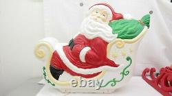 Grand Venture Santa Sleigh And Reindeer Christmas Blow Mold Light Up Decoration