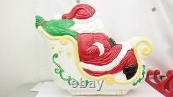 Grand Venture Santa Sleigh And Reindeer Christmas Blow Mold Light Up Decoration