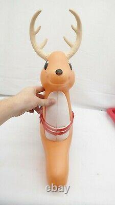 Grand Venture Santa Sleigh And Reindeer Christmas Blow Mold Light Up Decoration