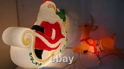 Grand Venture Santa Sleigh And Reindeer Christmas Blow Mold Light Up Decoration