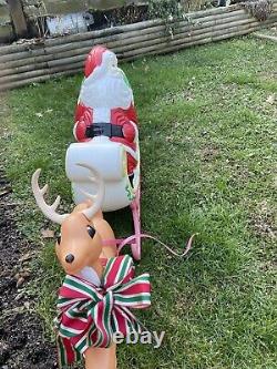 Grand Venture Santa Sleigh and Reindeer Christmas Blow Mold Light up