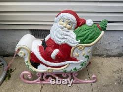 Grand Venture Vintage Santa Sleigh Reindeer 1999 Lighted Blow Mold