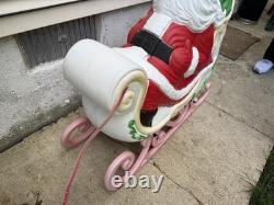 Grand Venture Vintage Santa Sleigh Reindeer 1999 Lighted Blow Mold