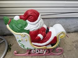 Grand Venture Vintage Santa Sleigh Reindeer 1999 Lighted Blow Mold