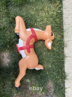 Grand Venture Vintage Santa Sleigh Reindeer 1999 Lighted Blow Mold