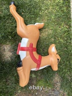 Grand Venture Vintage Santa Sleigh Reindeer 1999 Lighted Blow Mold