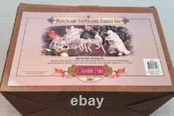 Grandeur Noel 2001 Collectors Edition Porcelain Santa and Sleigh Set Reindeer