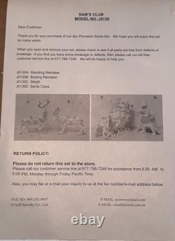 Grandeur Noel 2001 Collectors Edition Porcelain Santa and Sleigh Set Reindeer