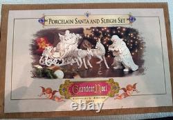 Grandeur Noel 2001 Collectors Edition Porcelain Santa and Sleigh Set Reindeer