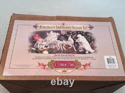 Grandeur Noel 2001 Collectors Edition Porcelain Santa and Sleigh Set Reindeer