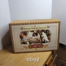 Grandeur Noel 2001 Collectors Edition Porcelain Santa and Sleigh Set withReindeer